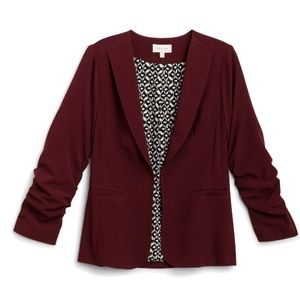 New Burgundy Collarless Blazer: Women’s Large
